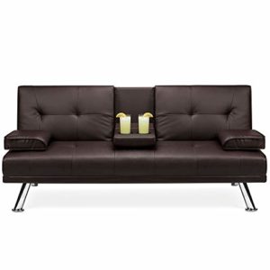 Best Choice Products Faux Leather Upholstered Modern Convertible Folding Futon Sofa Bed