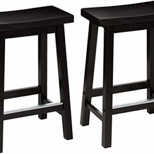 Solid Wood Saddle-Seat Counter-Height Stool - Set of 2