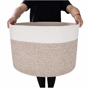Mintwood Design Extra Large 22 x14 Inches Decorative Woven Cotton Rope Basket