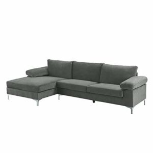 Modern Large Velvet Fabric Sectional Sofa
