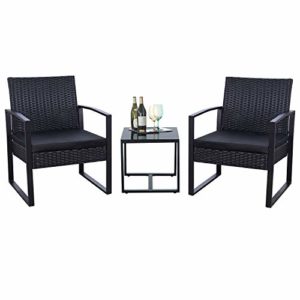 3 Piece Outdoor Wicker Patio Bistro Set