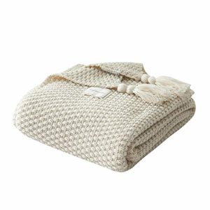 Ultra Soft Natural Premium Throw Blanket with Handmade Tassels