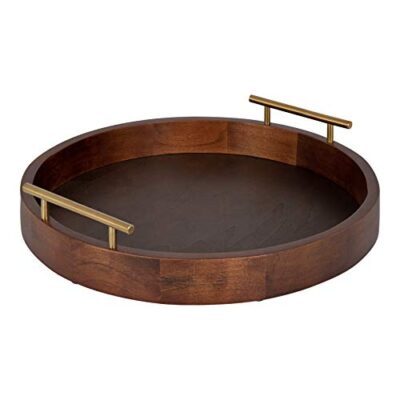 Kate and Laurel Lipton Mid-Century Modern Round Wooden Tray