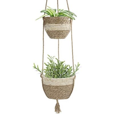 Natural Seagrass Hanging Planter Basket