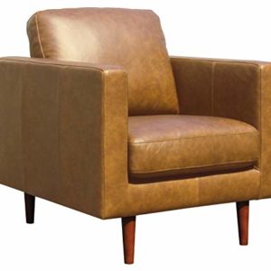 Revolve Modern Leather Armchair with Tapered Legs