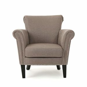 Christopher Knight Home Brice Vintage Scroll Arm Studded Fabric Club Chair