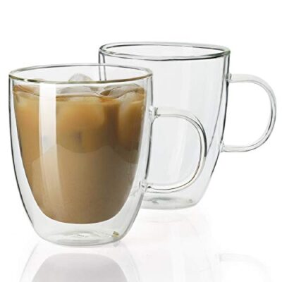Double Walled Insulated Glass Coffee Mugs Set