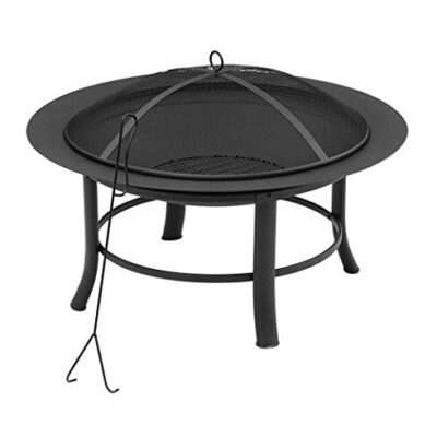 Mainstay Fire Pit with Spark Guard Mesh Lid and Lid Lift