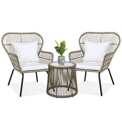 3-Piece Wicker Patio Conversation Bistro Set