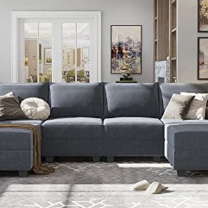 Modern U-Shape Sectional Sofa Sleeper Couch with Reversible Chaise