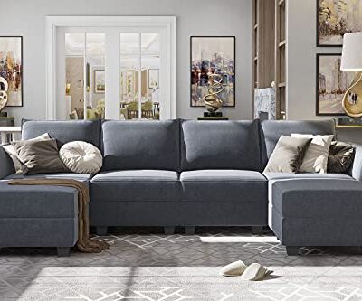 Modern U-Shape Sectional Sofa Sleeper Couch with Reversible Chaise