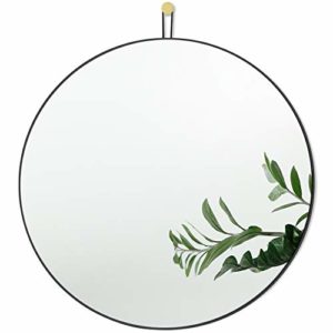 Black Circular Round Hanging Metal Wall Mirror