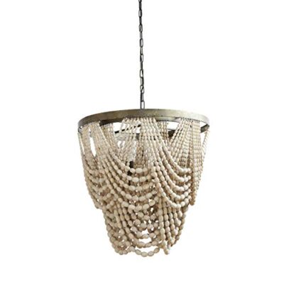 2-Tier Draped Wooden Bead Chandelier