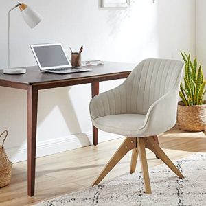 Art Leon Mid-Century Modern Swivel Accent Chair with Oak Wood Legs