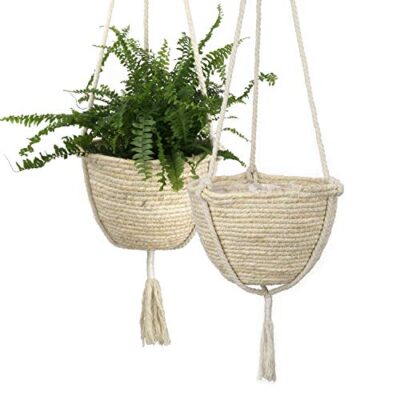 Natural Fiber Hanging Planter Basket Set