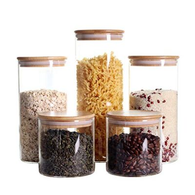 Stackable Clear Glass Food Storage Canisters Set
