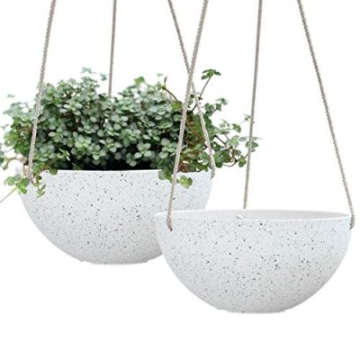 Speckled White Hanging Planters for Indoor Plants Set of 2