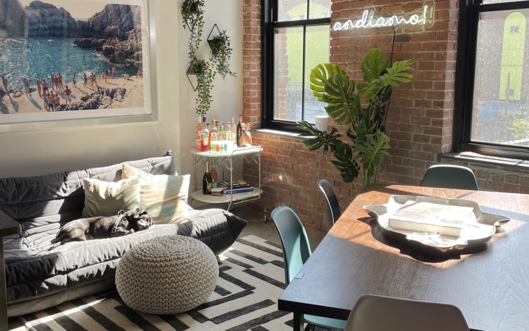 This Cool Jersey City Loft Has Renter-Friendly Concrete Wallpaper