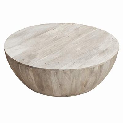 The Urban Port Distressed Mango Round Wood Coffee Table