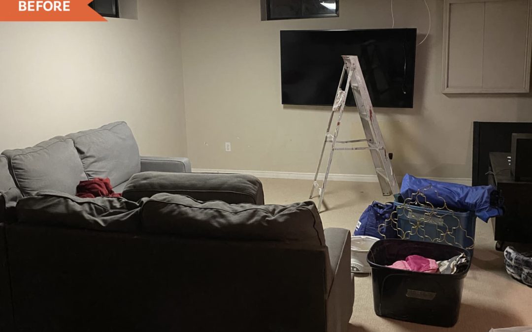 B&A: A 1987 “Dumping Ground” Basement Becomes a Cozy, Inviting Hangout Space