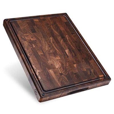Large Thick End Grain Walnut Wood Cutting Board with Non-Slip Feet