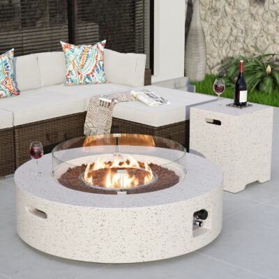 2-Piece Outdoor Propane Firepit Table Set
