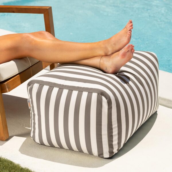 Jaxx Leon Outdoor Bean Bag Ottoman, Taupe Striped - Image 8