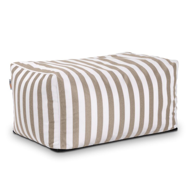 Jaxx Leon Outdoor Bean Bag Ottoman, Taupe Striped