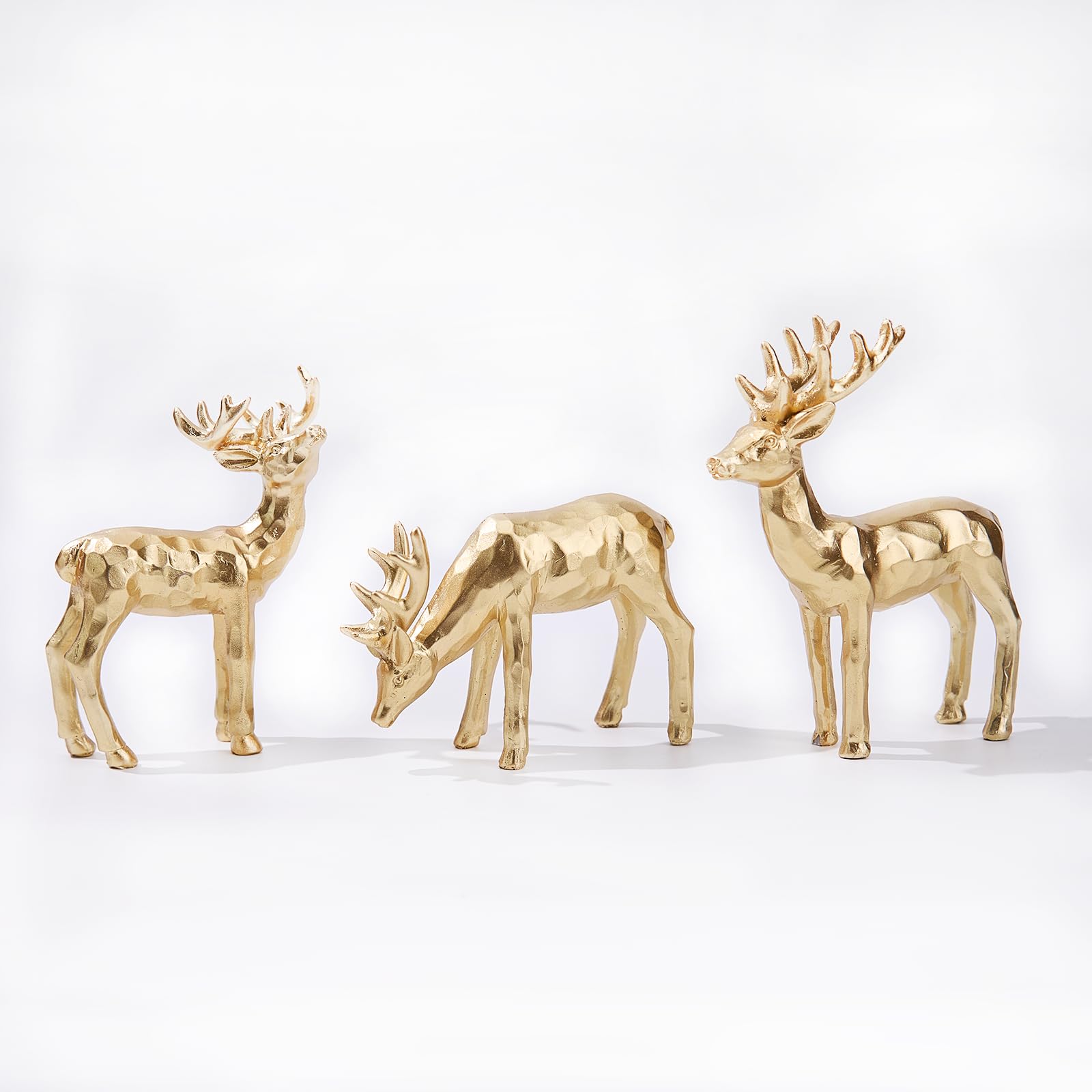3pcs Gold Resin Reindeer Figurines - Image 3