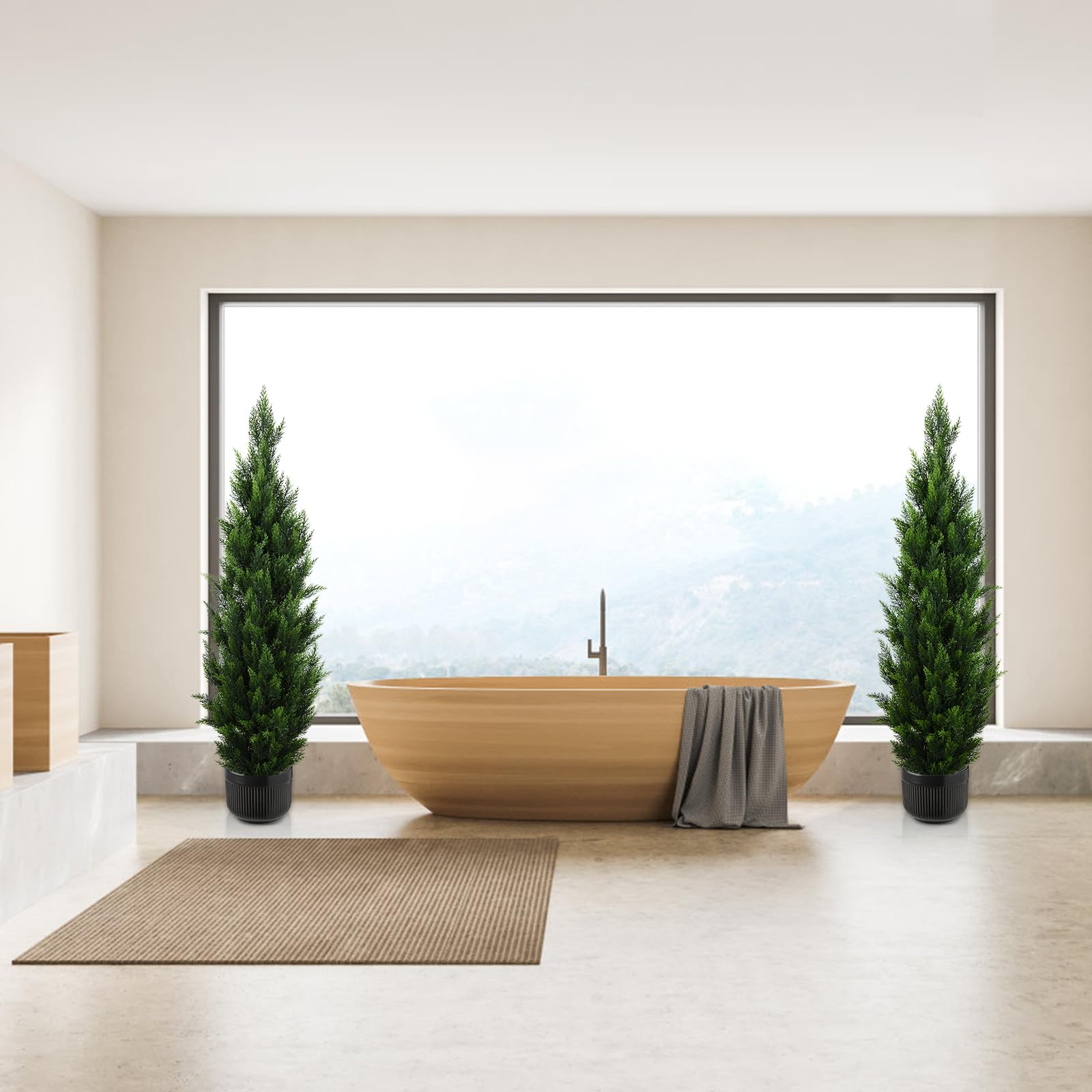 5FT Realistic Artificial Cedar Pines Topiary Trees (2 Pack) - Image 5