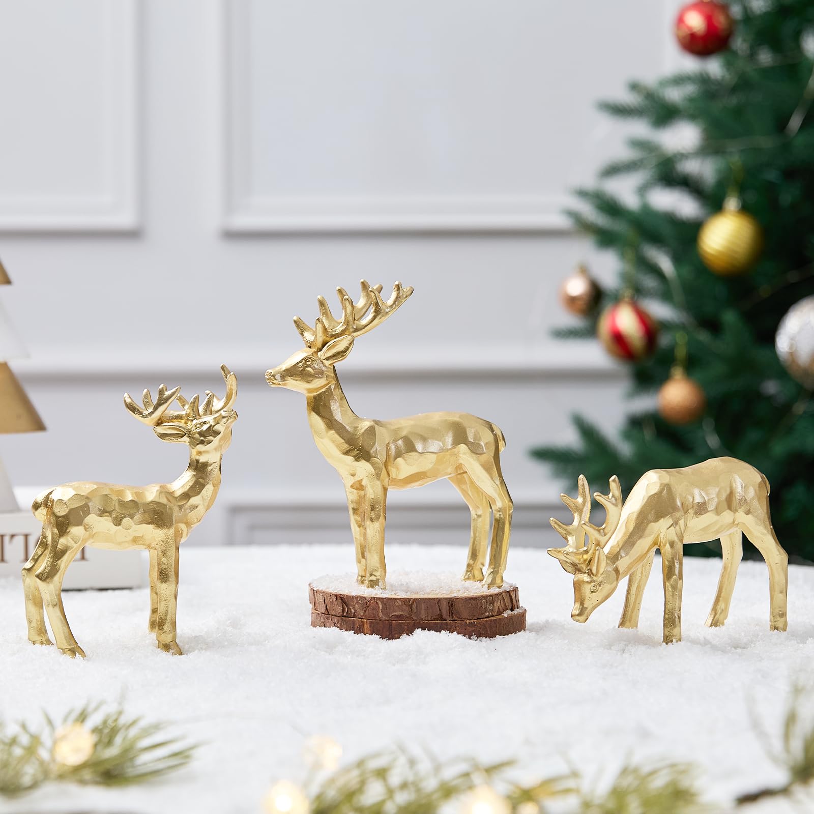 3pcs Gold Resin Reindeer Figurines - Image 7