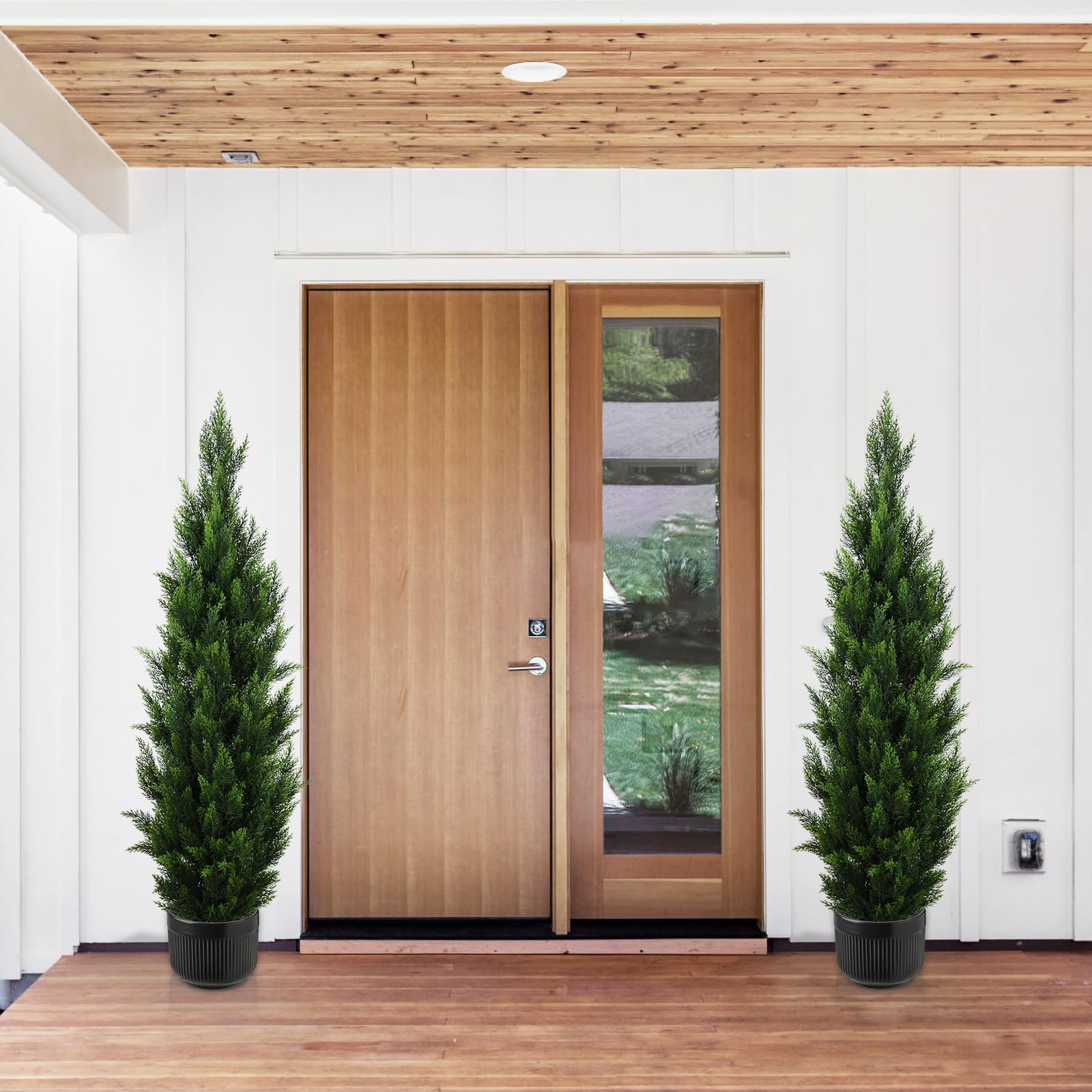 5FT Realistic Artificial Cedar Pines Topiary Trees (2 Pack) - Image 4