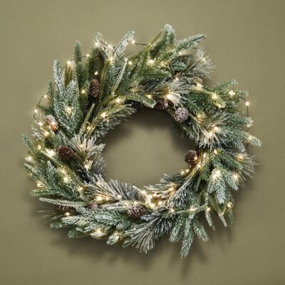 Cypress Christmas Wreath with Lights