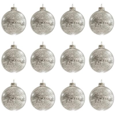 Christmas Ball Ornaments Set of 12pcs-3.15” Silver Mercury Glass Xmas Hanging Ball Decorations for Christmas Tree, Elegant Shiny Xmas Ornaments for New Year Thanksgiving Birthdays Holiday Party