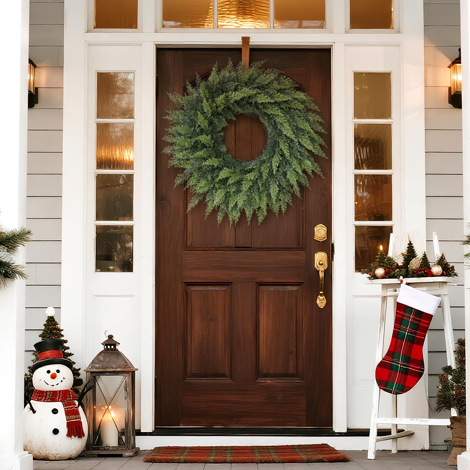 24" Real Touch Artificial Cedar Wreath - Image 8