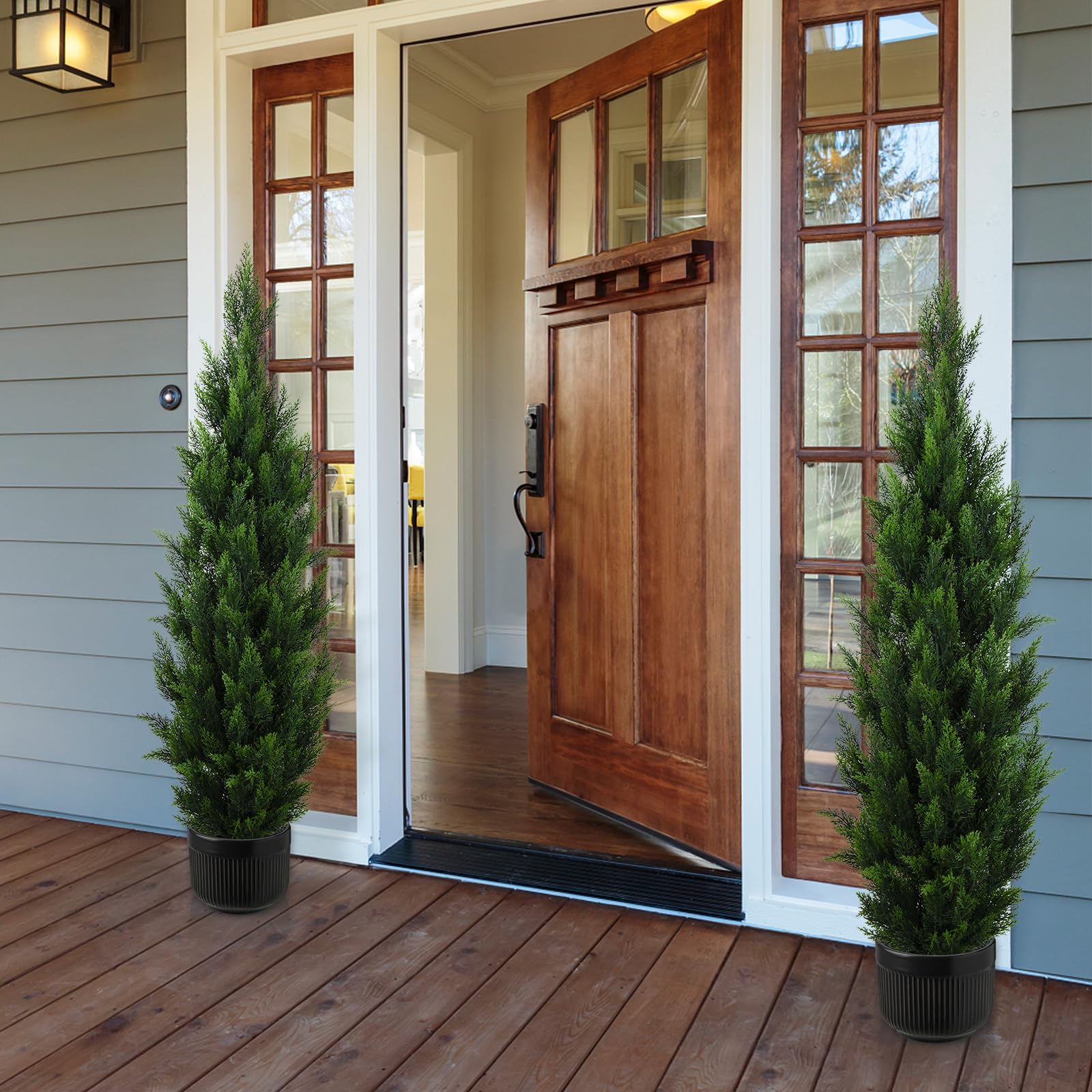 5FT Realistic Artificial Cedar Pines Topiary Trees (2 Pack)