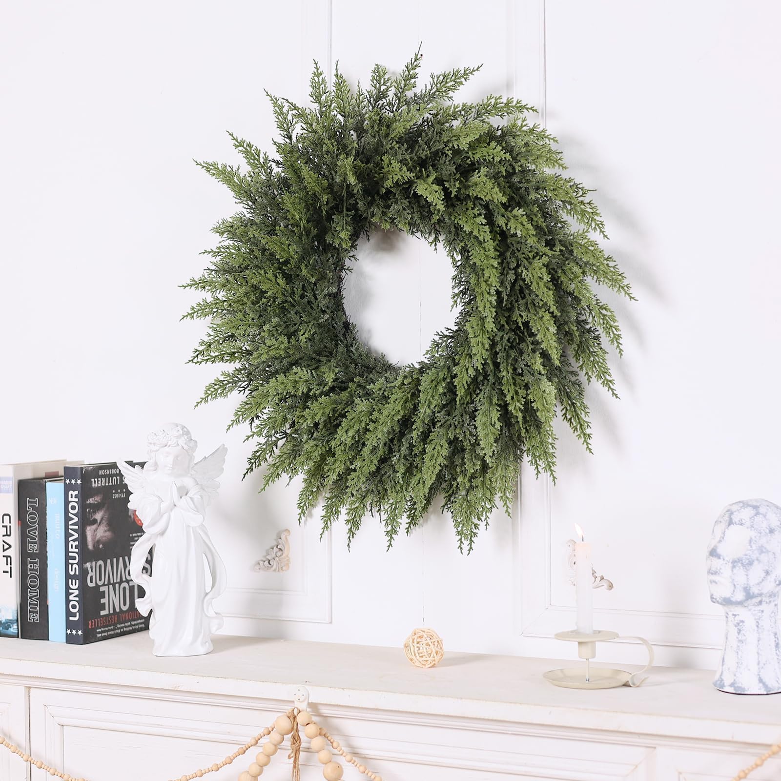 24" Real Touch Artificial Cedar Wreath - Image 5