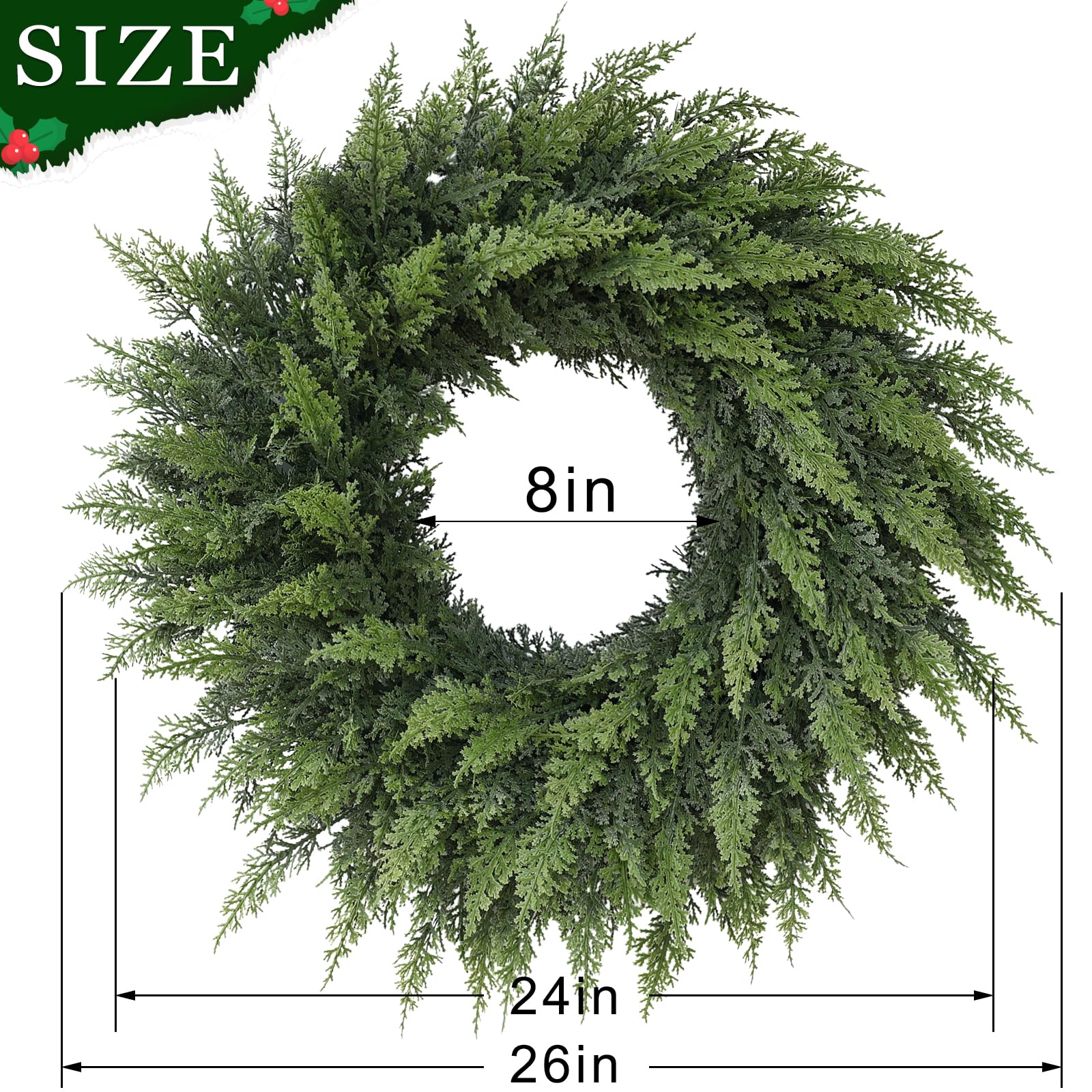 24" Real Touch Artificial Cedar Wreath - Image 9