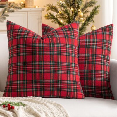 Set of 2 Scottish Tartan Plaid Throw Pillow Covers