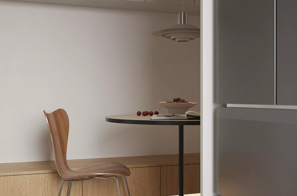 The Soft Curve Suite: A Minimalist Apartment with Curved Walls & Oak Paneling
